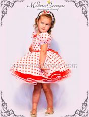 Платье "Белое красным средним горохом" Арт.222